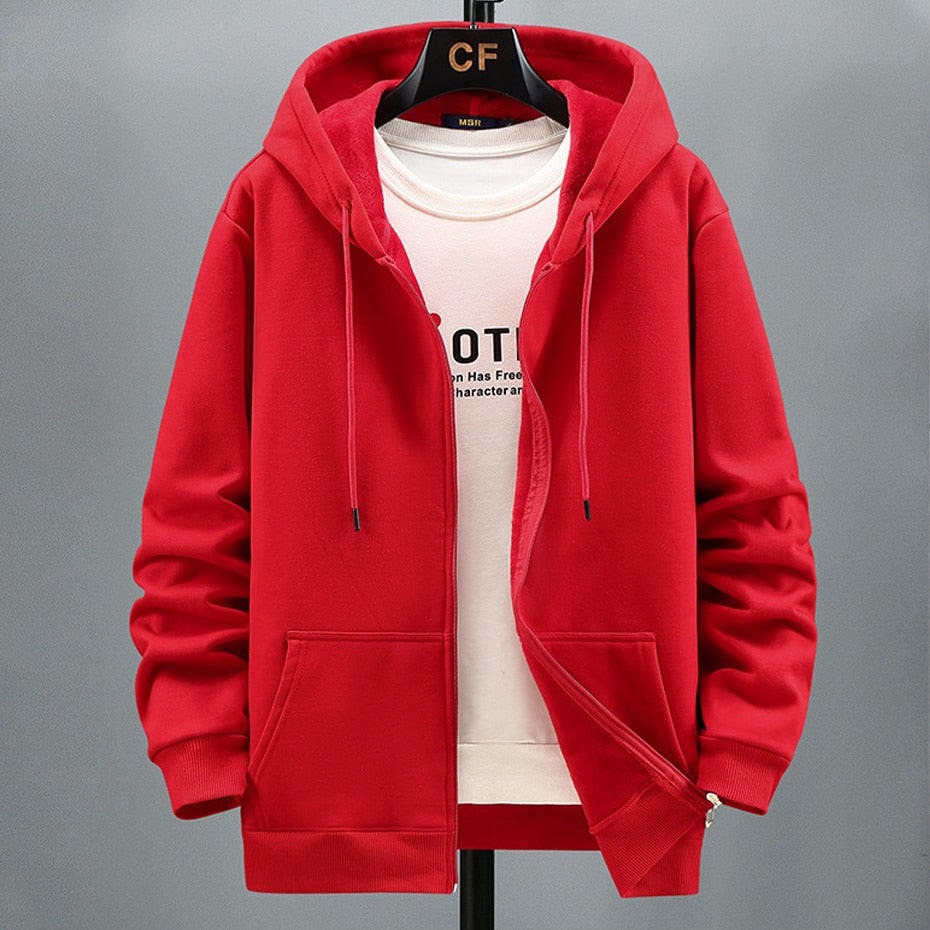 EB | Kapuzenpullover Strickjacke Fleece Lockere Passform Reißverschluss Schichtverwendung