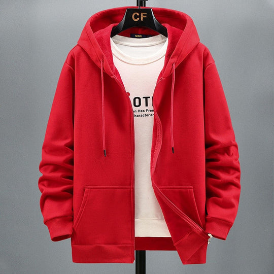 EB | Kapuzenpullover Strickjacke Fleece Lockere Passform Reißverschluss Schichtverwendung