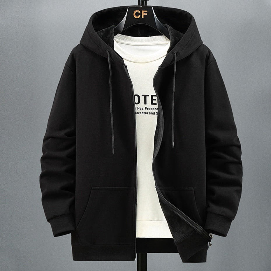 EB | Kapuzenpullover Strickjacke Fleece Lockere Passform Reißverschluss Schichtverwendung