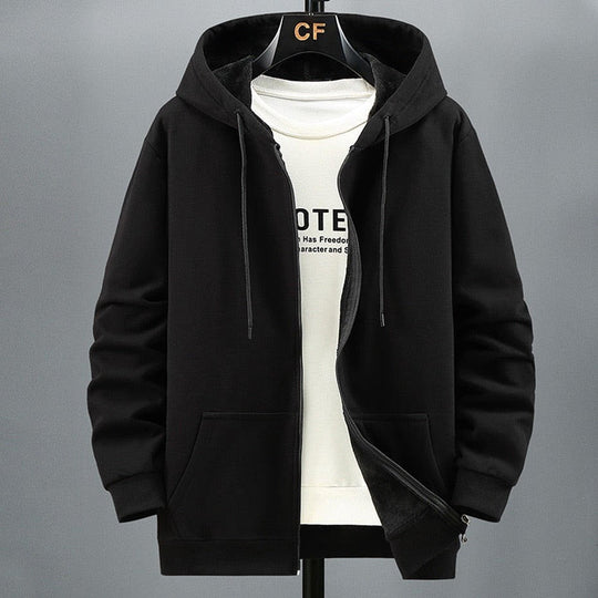 EB | Kapuzenpullover Strickjacke Fleece Lockere Passform Reißverschluss Schichtverwendung