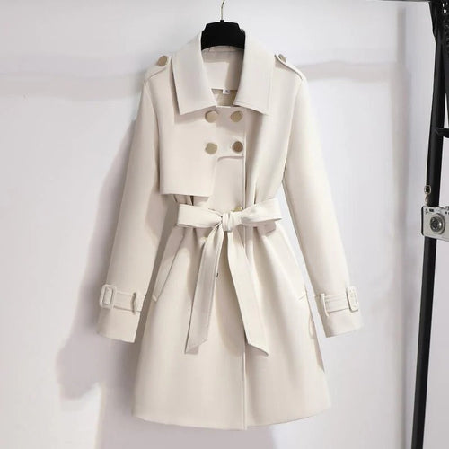 EB | Trench Mantel Maßgeschneiderte Silhouette Wollmischung Gürtel Doppelreiher Design
