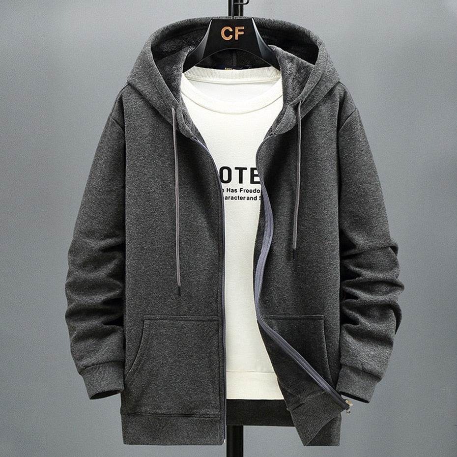 EB | Kapuzenpullover Strickjacke Fleece Lockere Passform Reißverschluss Schichtverwendung