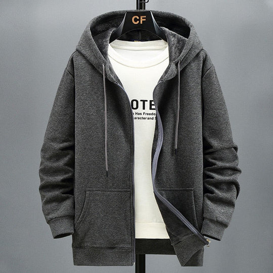EB | Kapuzenpullover Strickjacke Fleece Lockere Passform Reißverschluss Schichtverwendung