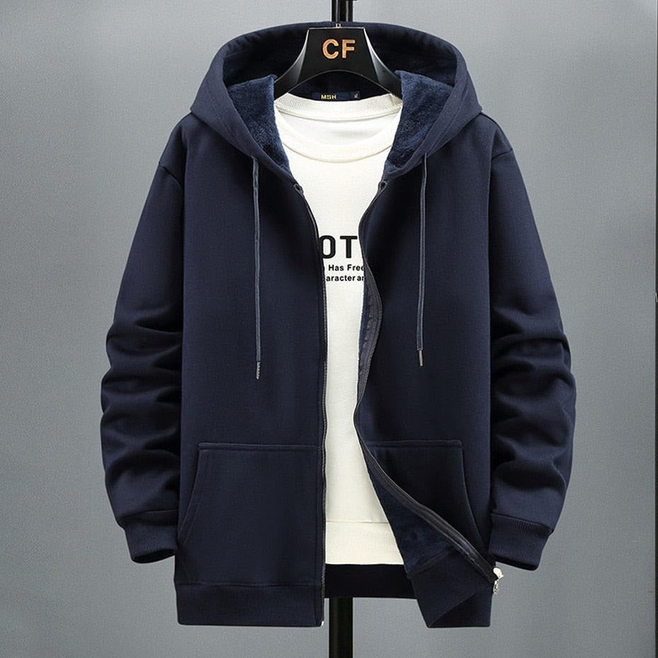 EB | Kapuzenpullover Strickjacke Fleece Lockere Passform Reißverschluss Schichtverwendung