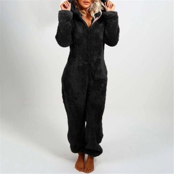 EB | Damen Teddy Fleece Overall mit Kapuze
