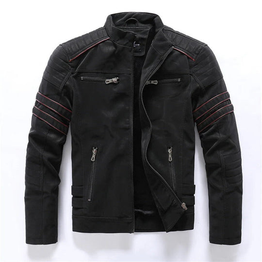 EB | Bikerjacke Slim Fit Gesteppten Schultern Reißverschlussverschluss Stehkragen