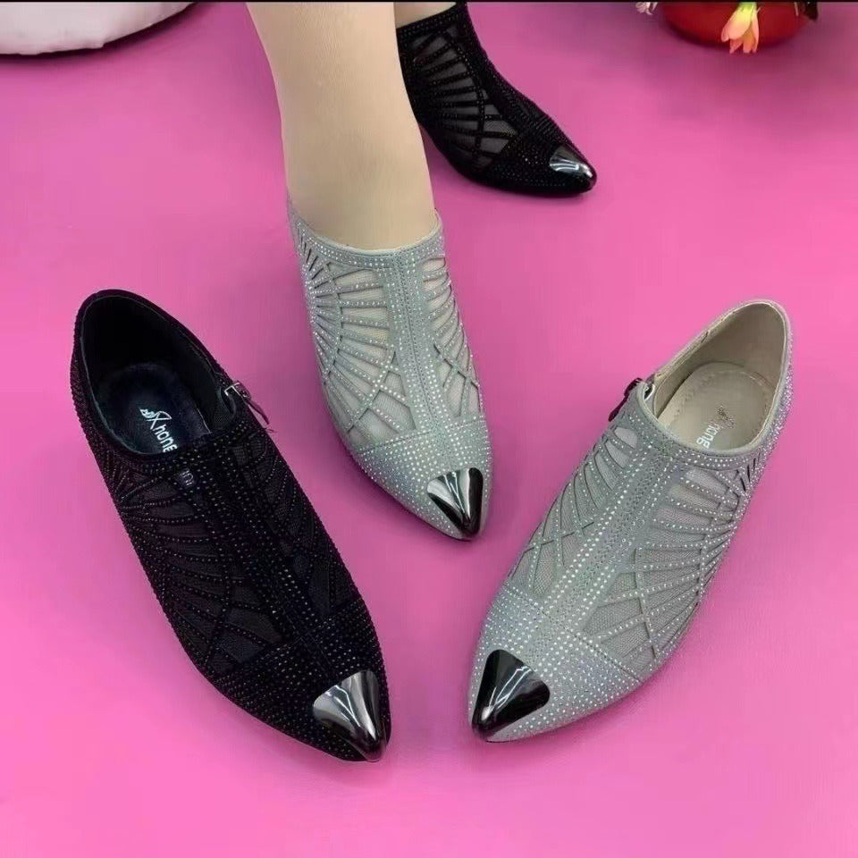 Stilvolle Schuhe mit Mesh und klobigem Absatz EB EB