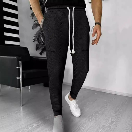 EB | Hose Jogger Jacquard Struktur Gerade Passform Kordelzug Umschlagbeine