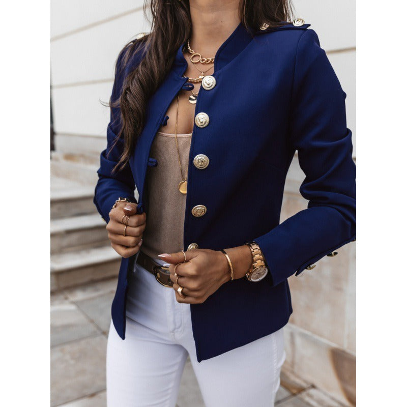 EB | Blazer Slim Passform Doppelreiher Gepolsterte Schultern Baumwollmischung