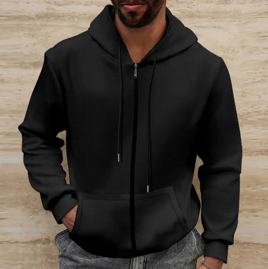 EB | Kapuzenpullover Waffelstruktur Regular Passform Reißverschluss Lässiger Stil