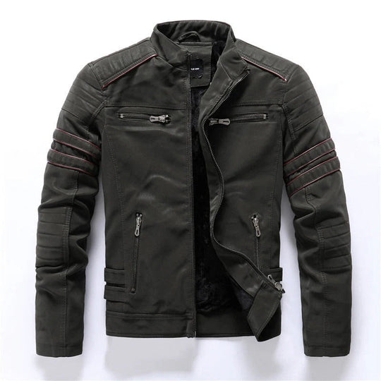 EB | Bikerjacke Slim Fit Gesteppten Schultern Reißverschlussverschluss Stehkragen