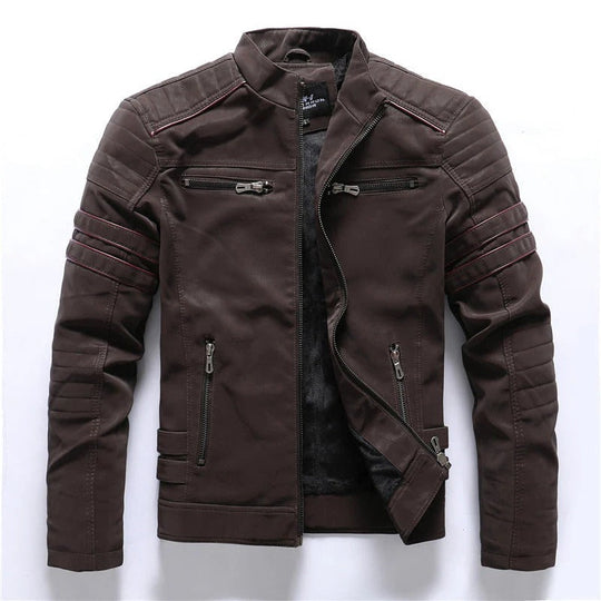 EB | Bikerjacke Slim Fit Gesteppten Schultern Reißverschlussverschluss Stehkragen