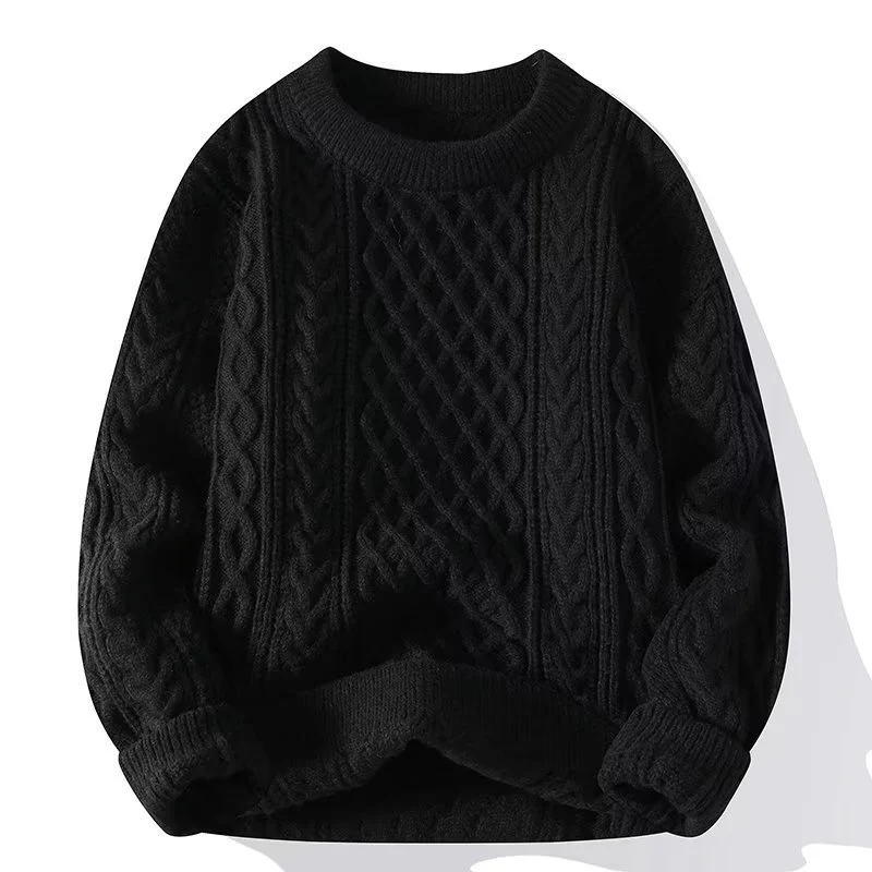 EB | Sweatshirt Wollmischung Lockere Passform Kabelstrick Gerippter Hals