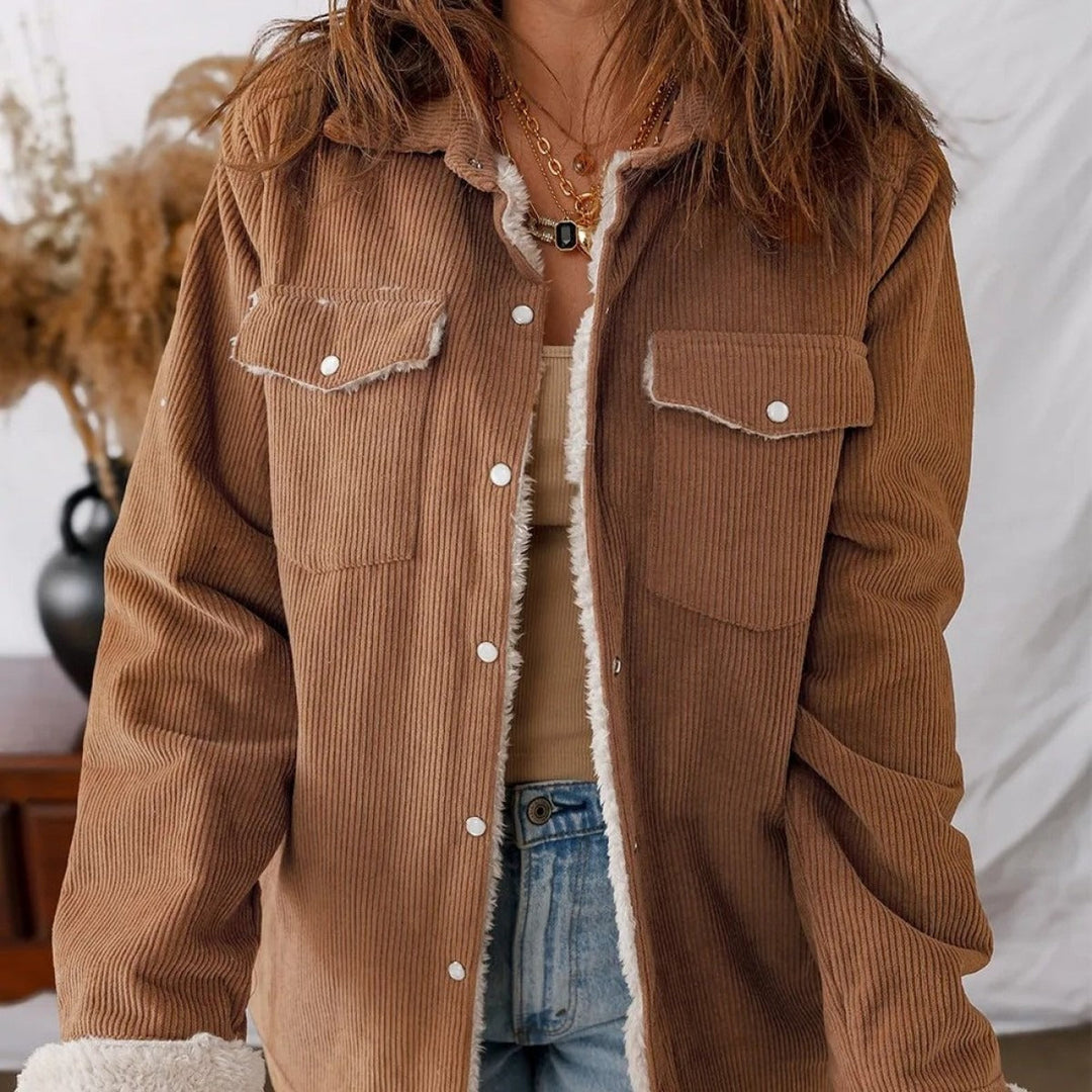 EB | Damen Fleece gefütterte Cordjacke Liora