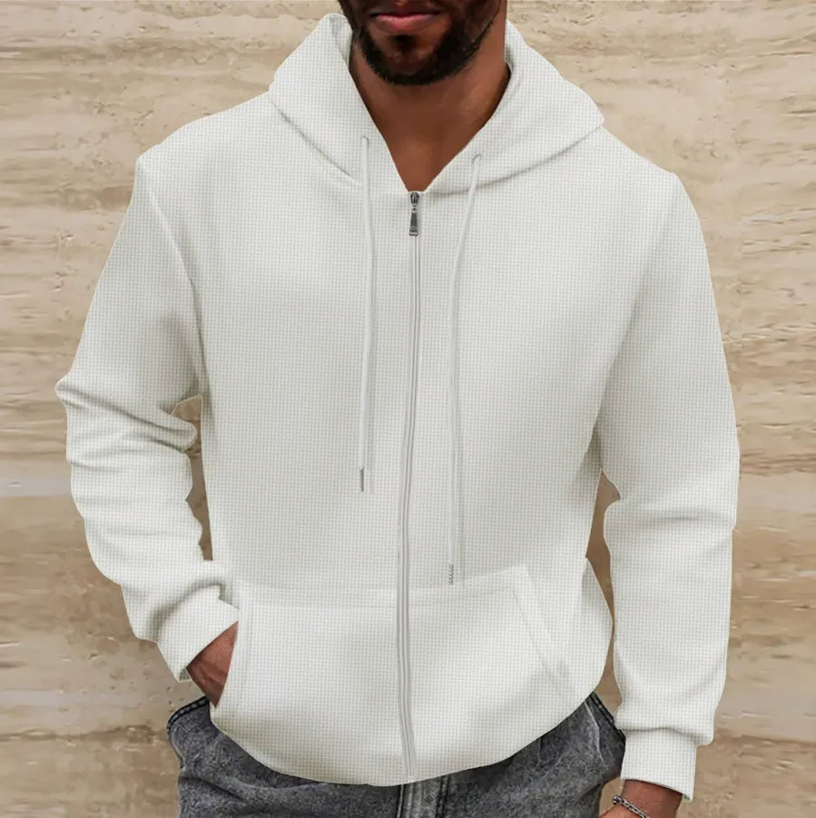 EB | Kapuzenpullover Waffelstruktur Regular Passform Reißverschluss Lässiger Stil