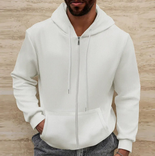 EB | Kapuzenpullover Waffelstruktur Regular Passform Reißverschluss Lässiger Stil