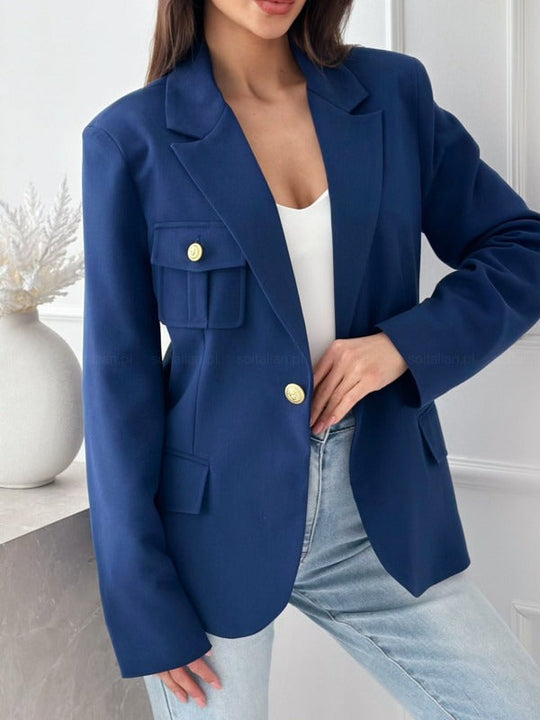 EB | Blazer Tailliertes Fit Wollmischung Doppelreihig Mit Revers Langarm
