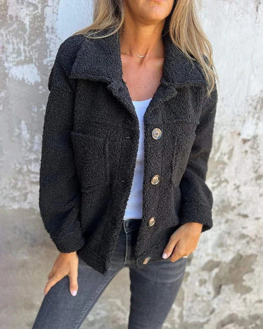 EB | Sherpa Button up Jacke Lässige Warme Außenbekleidung
