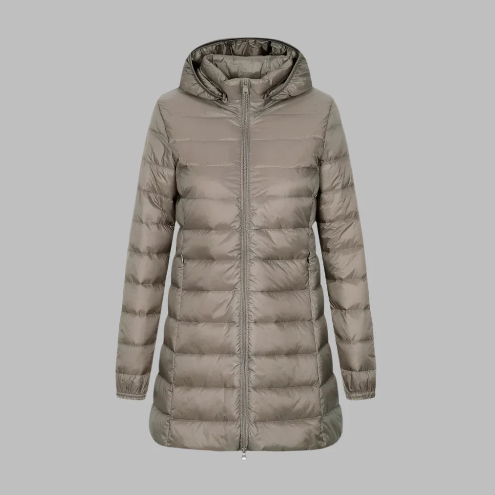 EB | Steppjacke – Figurbetont Mid-Thigh Länge – mit Kapuze – Wasserabweisend – Reißverschluss Vorne