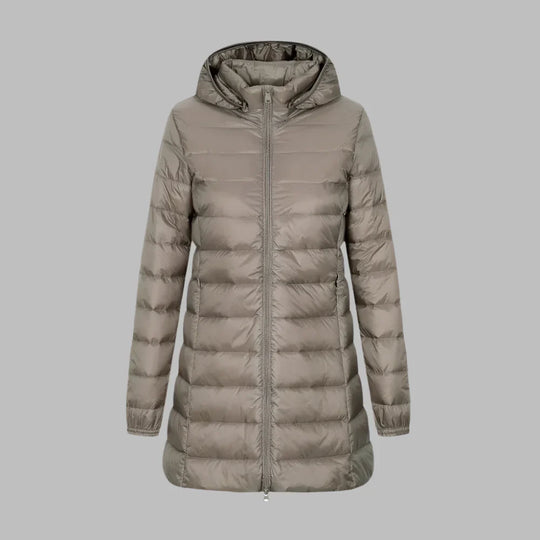EB | Steppjacke – Figurbetont Mid-Thigh Länge – mit Kapuze – Wasserabweisend – Reißverschluss Vorne