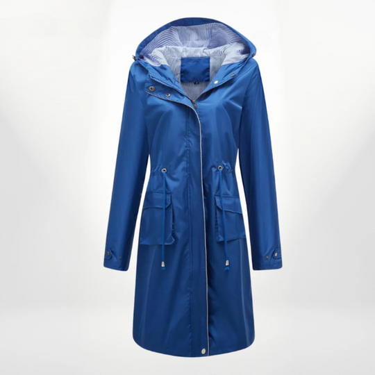 EB | Trenchcoat Slim Fit Kordelzug Kapuze knielang wasserdichtes Material
