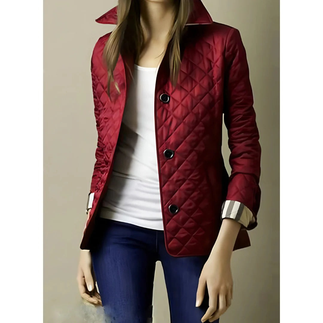 EB | Steppjacke – Taillierte Passform – Diamantmuster – Hüftlänge – Knopfverschluss