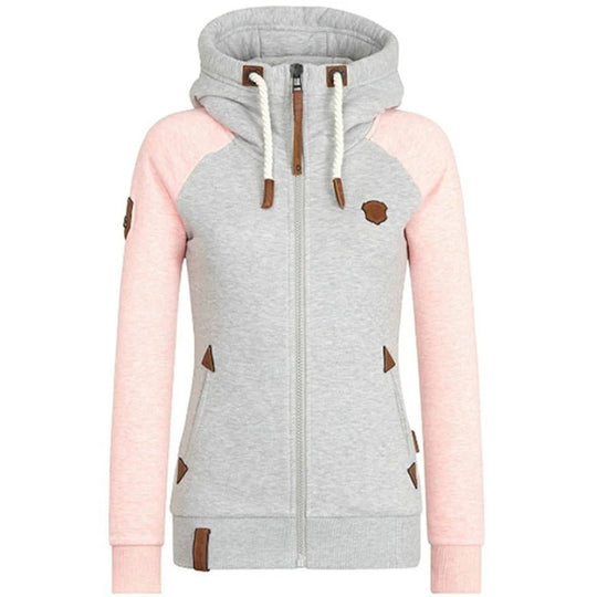 EB | Kapuzenpullover mit Reißverschluss Slim Fit Strickstoff Rippbündchen Tasche und Kordelzugkapuze