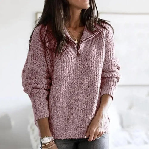 EB | Strick Damenpullover mit Halb Zip Kragen