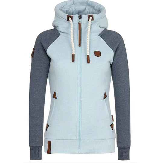 EB | Kapuzenpullover mit Reißverschluss Slim Fit Strickstoff Rippbündchen Tasche und Kordelzugkapuze