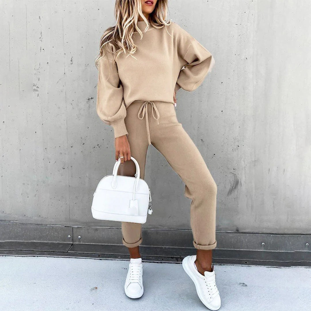 EB | Lounge Set Bequeme Strickware Entspanntes Oberteil Slim Pants