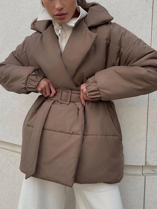 EB | Gürteltaschen Pufferjacke Wickel Front Stepp Wintermantel