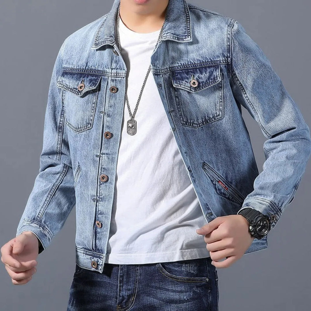 EB | Klassisches Denim Herrenjackett mit Taschen an der Vorderseite