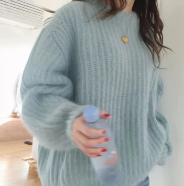 EB | Pullover Pullover Mohair Mischung Übergröße Fit Gerippter Strick Rundhals