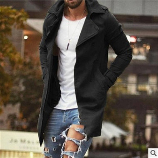EB | Mantel Mittellang Slim Fit Baumwollmischung Doppelt Knopf Mit Revers