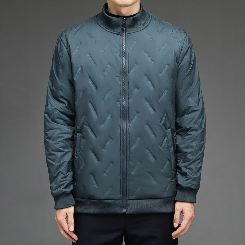 EB | Jacke Synthetischer Stoff Gequiltetes Muster Stehkragen Rippbündchen
