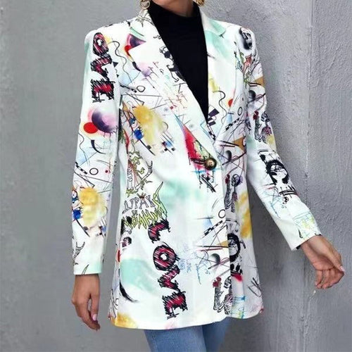 EB | Blazer Maßgeschneiderter Schnitt Einreiher Abstraktes Muster Klassischer Revers