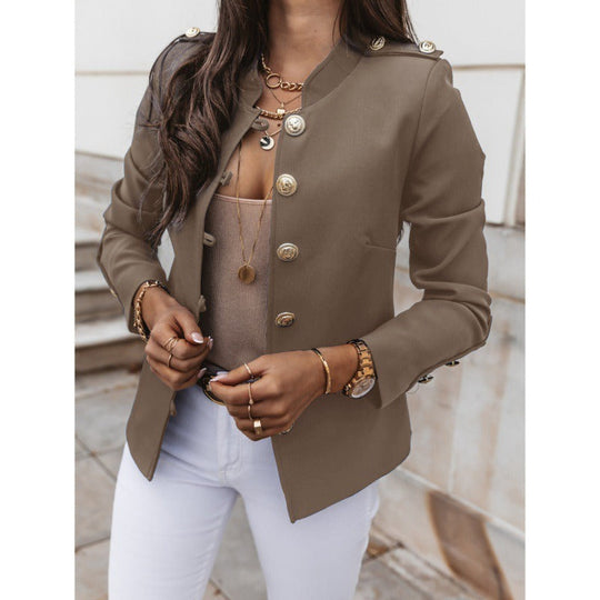 EB | Blazer Slim Passform Doppelreiher Gepolsterte Schultern Baumwollmischung