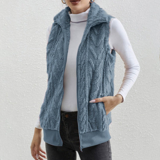 EB | Ohne Ärmel Jacquard Fleece Reißverschluss Hoher Kragen Relaxed Passform
