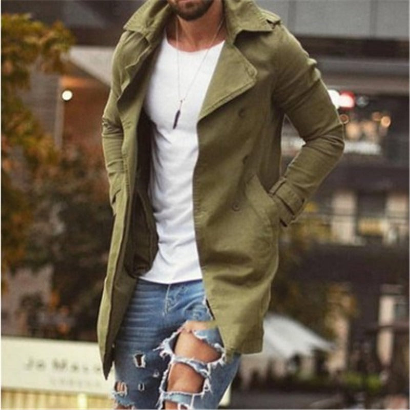 EB | Mantel Mittellang Slim Fit Baumwollmischung Doppelt Knopf Mit Revers