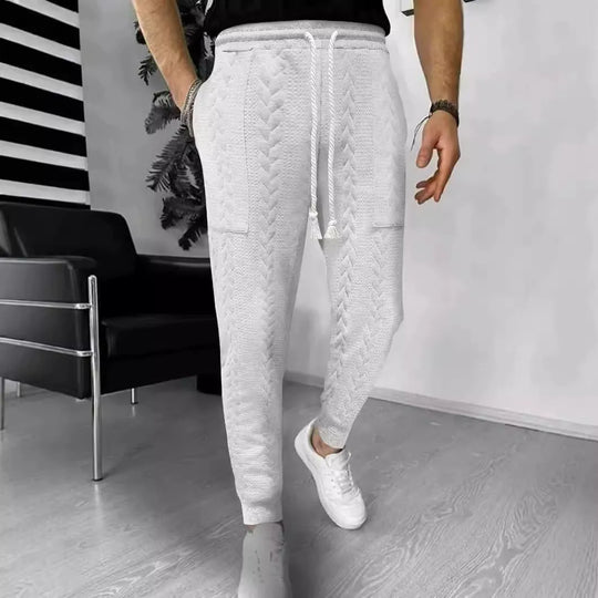 EB | Hose Jogger Jacquard Struktur Gerade Passform Kordelzug Umschlagbeine