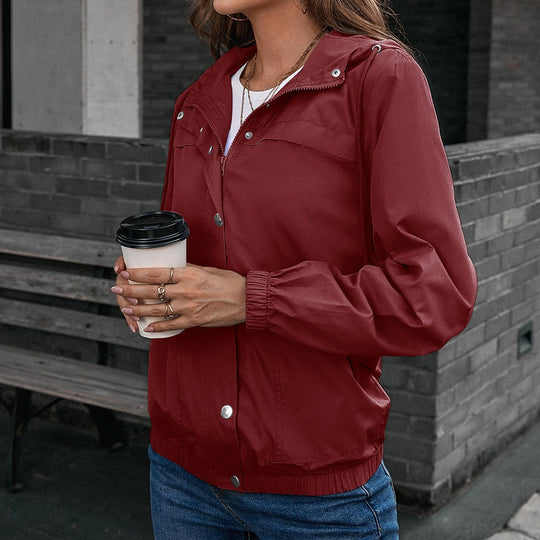 EB | Regenjacke Wasserdicht Winddicht Lockere Passform Kapuze und Taschen