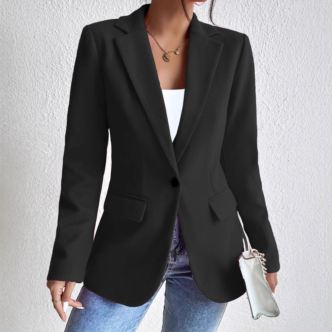 EB | Blazer Wollmischung Slim Passform Reverskragen Einreihig mit Taschen