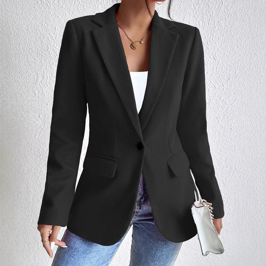 EB | Blazer Wollmischung Slim Passform Reverskragen Einreihig mit Taschen