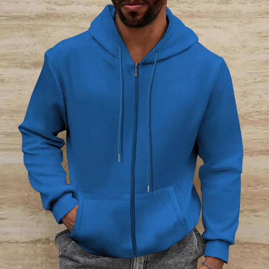 EB | Kapuzenpullover Waffelstruktur Regular Passform Reißverschluss Lässiger Stil
