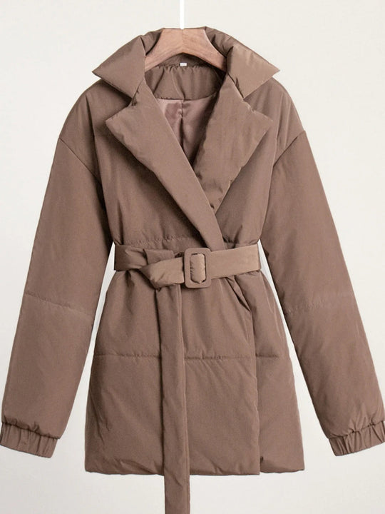 EB | Gürteltaschen Pufferjacke Wickel Front Stepp Wintermantel