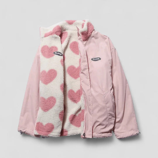EB | Wendemantel mit Herzfutter Gemütliche Zip up Jacke