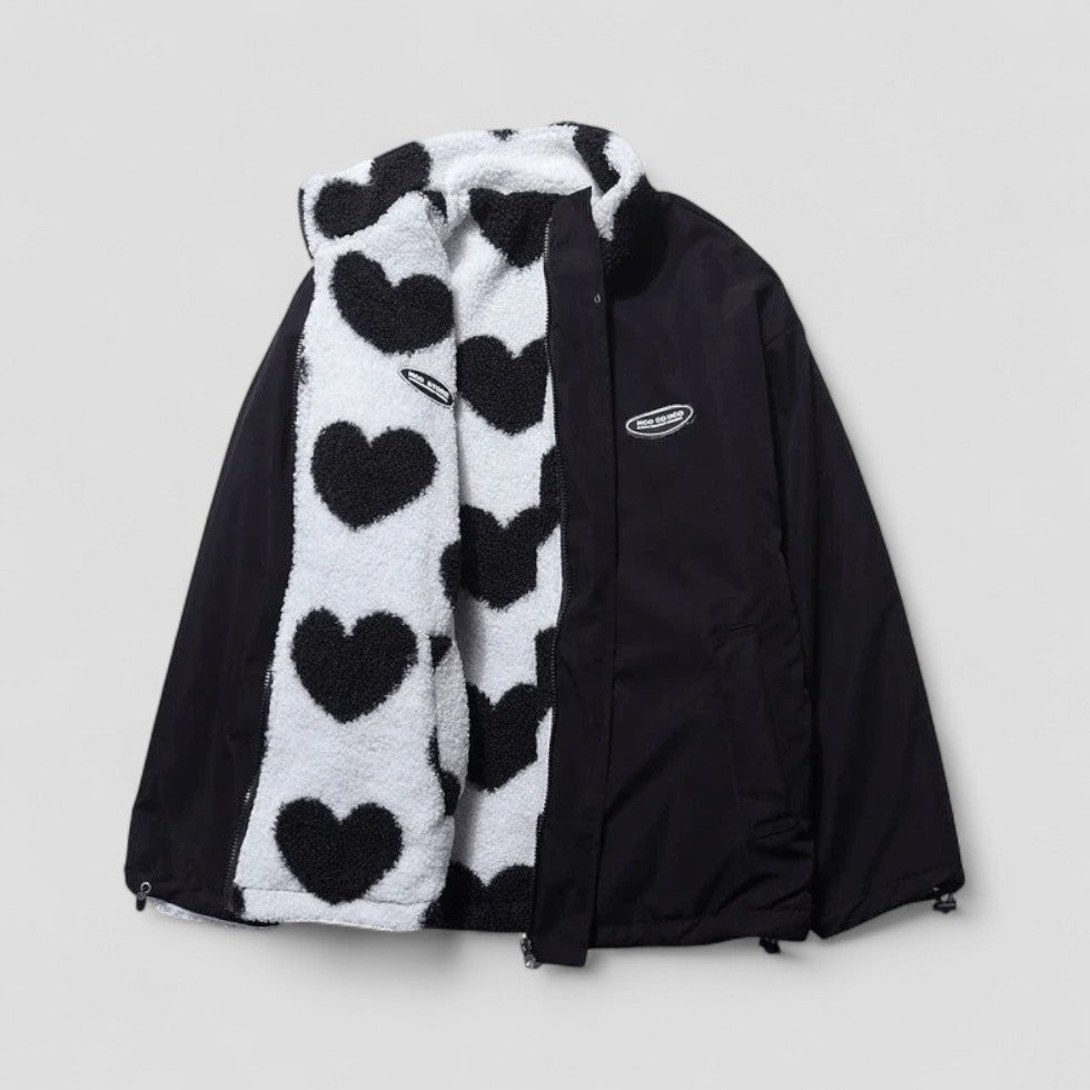 EB | Wendemantel mit Herzfutter Gemütliche Zip up Jacke