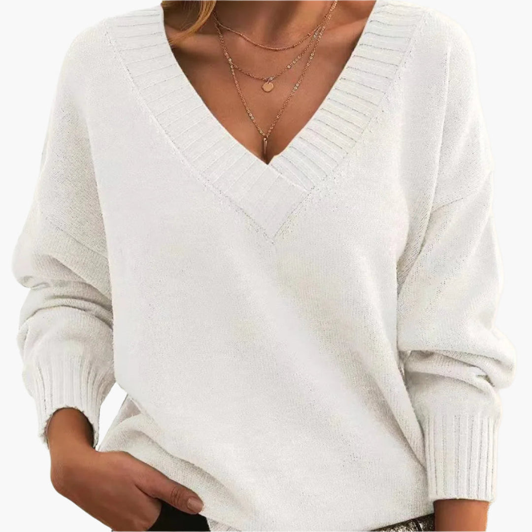 EB | V-Neck Pullover - Elegante Strickpullover Im Oversize-Stil für Alltag & Büro