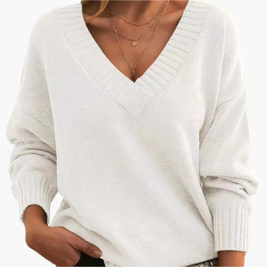EB | V-Neck Pullover - Elegante Strickpullover Im Oversize-Stil für Alltag & Büro