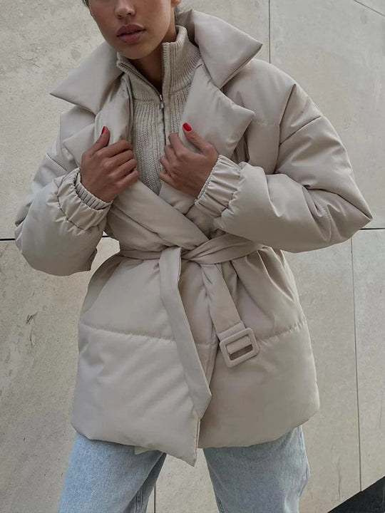 EB | Gürteltaschen Pufferjacke Wickel Front Stepp Wintermantel